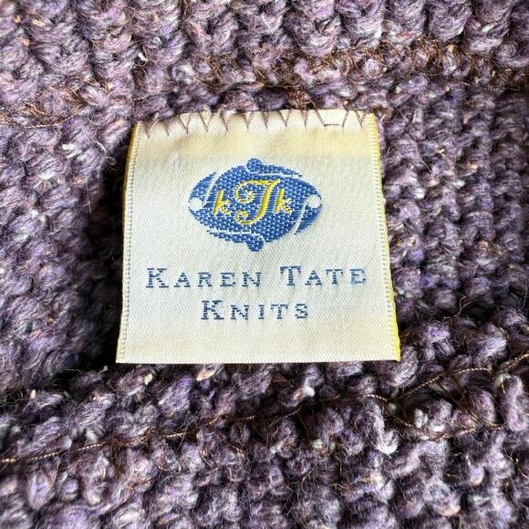 Vtg Karen Tate Sweater Medium Large Plum Textured 90s Earthy Vineyard Wool Blend - Picture 3 of 10